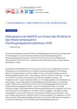 Zum Entwurf der Richtlinie für das Arbeitsmarktprogramm Flüchtlingsintegrationsmaßnahmen (FIM)